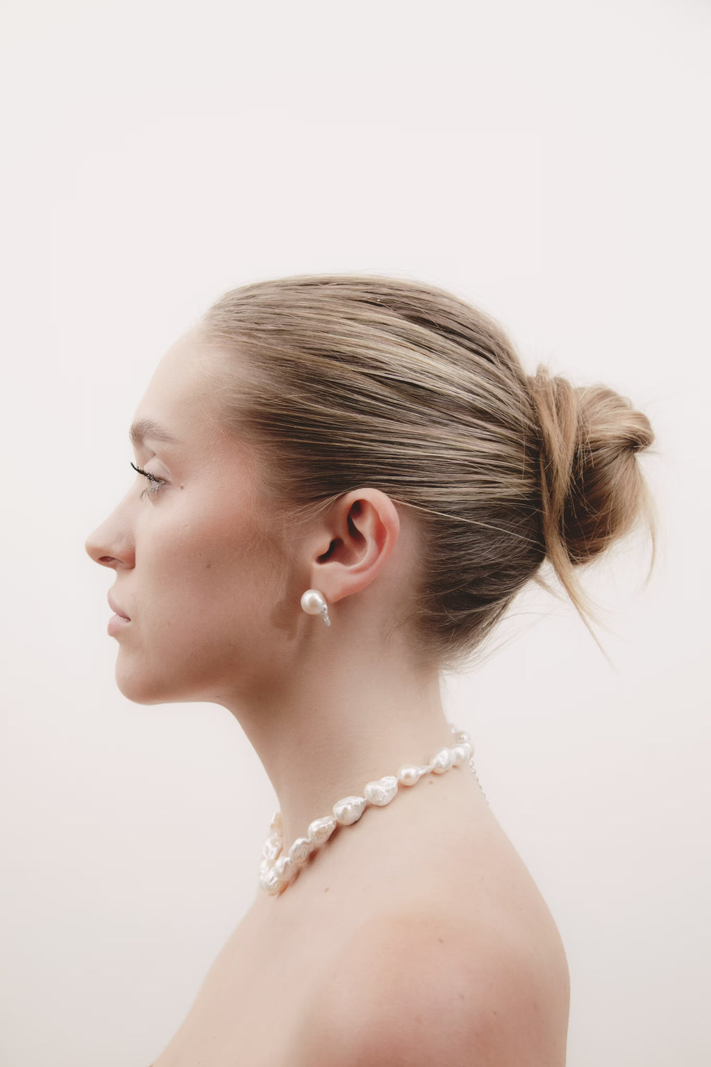 Auralen | Petit Baroque Pearl Studs in Cream